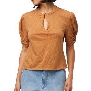 Joe's Cotton Twist Neck Top‎ Small Henna Short Sleeve